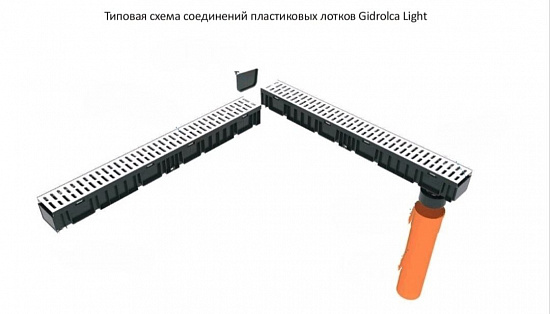 Комплект: лоток 1000*115*55 водоотводный пластик. с решеткой пластиковой, В125
